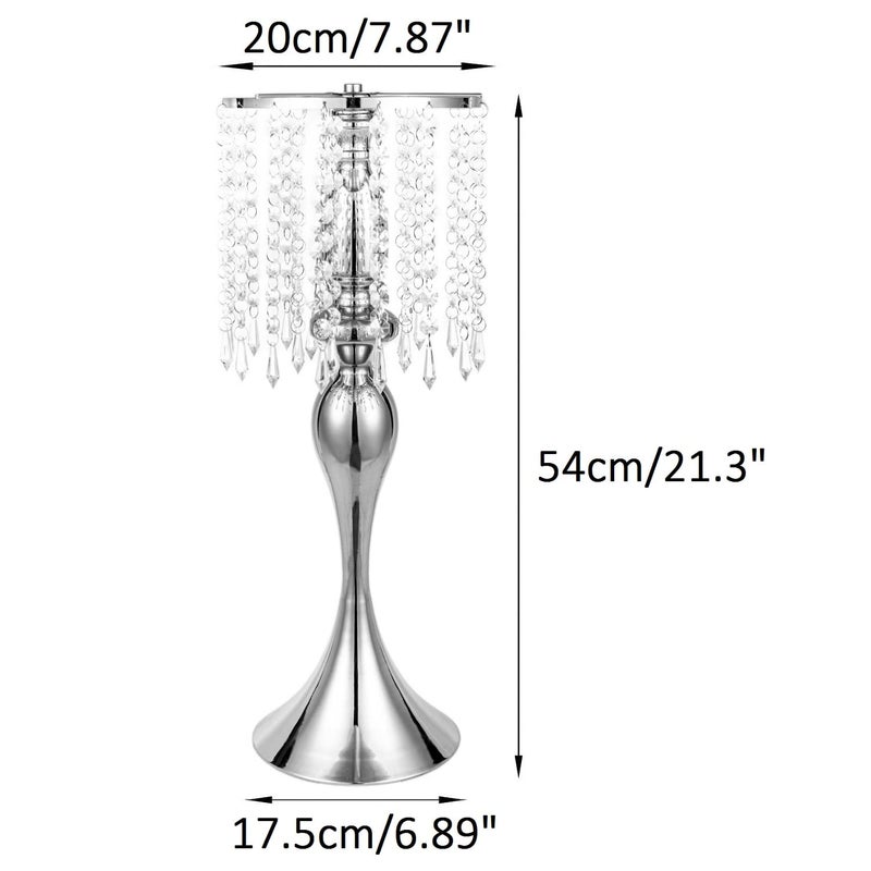 Lovecat Metal Wedding Centerpieces for Table, Crystal Flower Stands, Wedding Road Lead Flower Holders, Crystal Mermaid Chandelier Flower Vases for Birthday Party Event Wedding Home Decor (Silver, 21.3"-2pcs) - Image 5